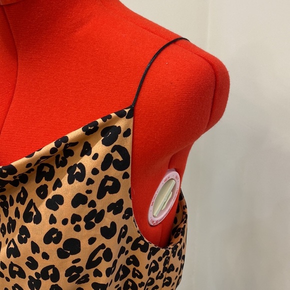 Mini Slip Dress by CRESCENT, Leopard Print, Camel/Black, Cowl Neck (US M) - Picture 4 of 10